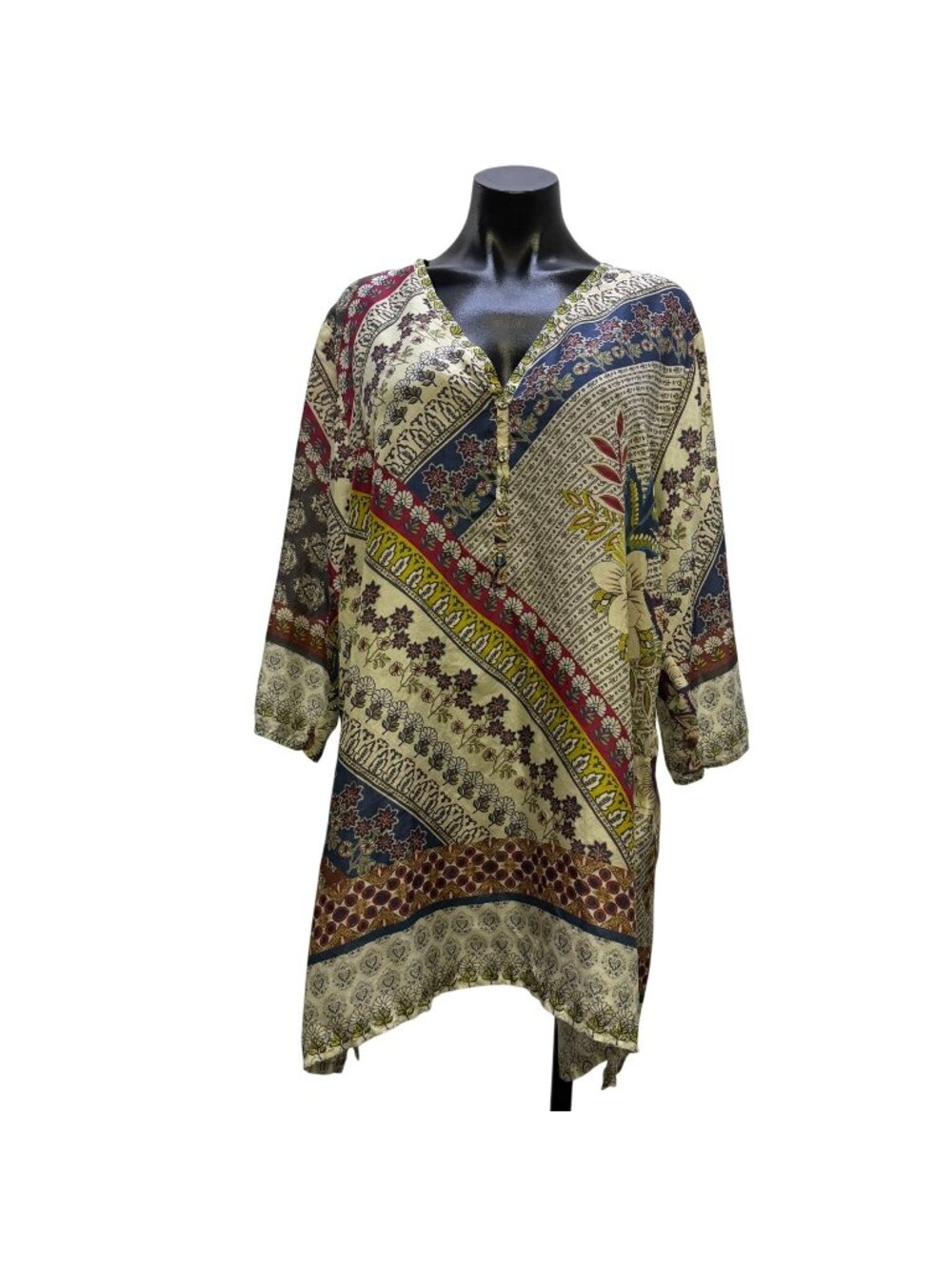 Johnny Was Multi-Color Floral Print Tunic Blouse XL